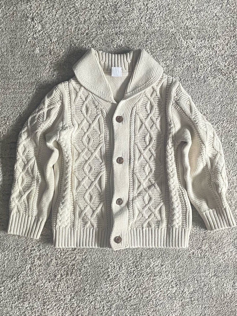 GAP Cream Cable Knit Shawl Collar Button Cardigan